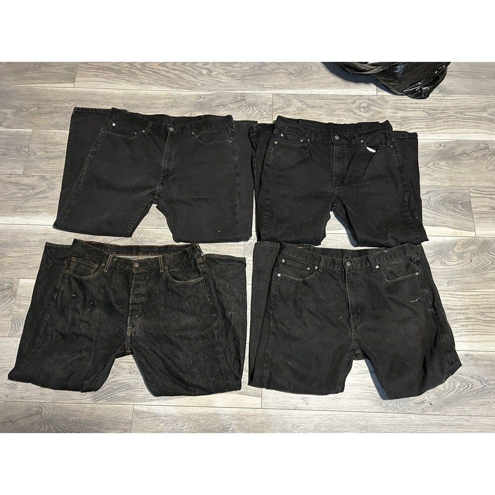 Lot 4 Mens Levis Jeans 501 505 514 Black Dark Wash Size 38x30